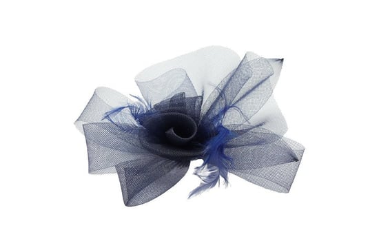 Folded Bow Fascinator with Tipped Feathers in Navy - Image 2