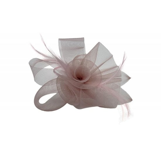 Folded Bow Fascinator with Tipped Feathers in Pink - Image 2