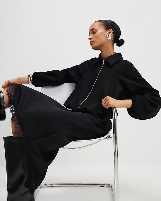 River Island Womens Bomber Jacket Black Faux Suede - Image 4