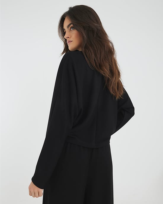 River Island Womens Sweatshirt Black Premium Long Sleeve Batwing - Image 2