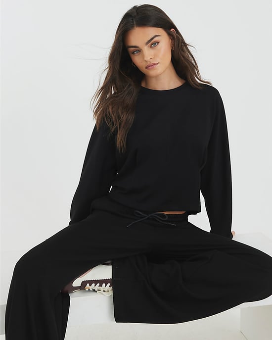 River Island Womens Sweatshirt Black Premium Long Sleeve Batwing - Image 3