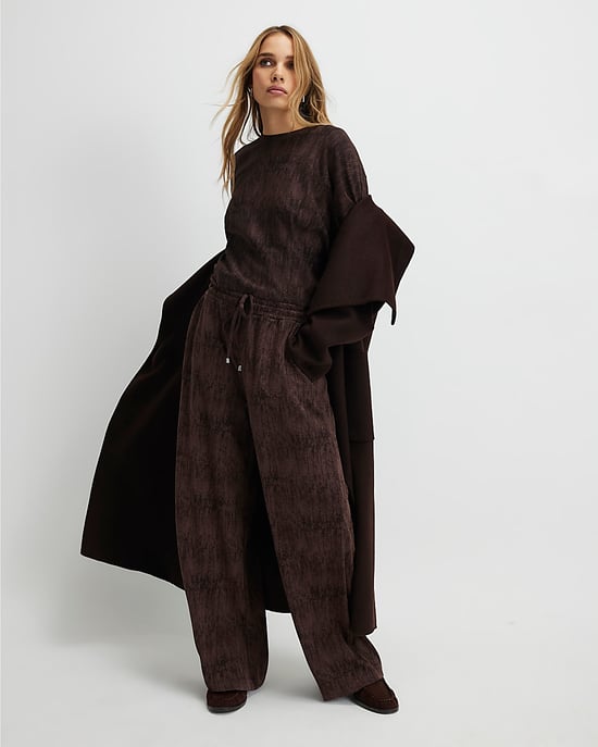 River Island Womens Top Brown Premium Crinkle Effect Batwing - Image 4
