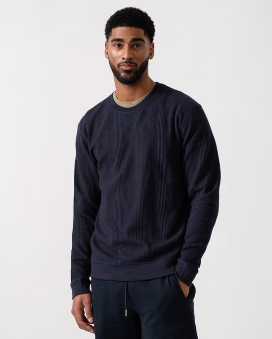 Structure BOSS Orange Structure Mens Loungewear Sweatshirt Sweatshirt in Dark Blue - Image 1