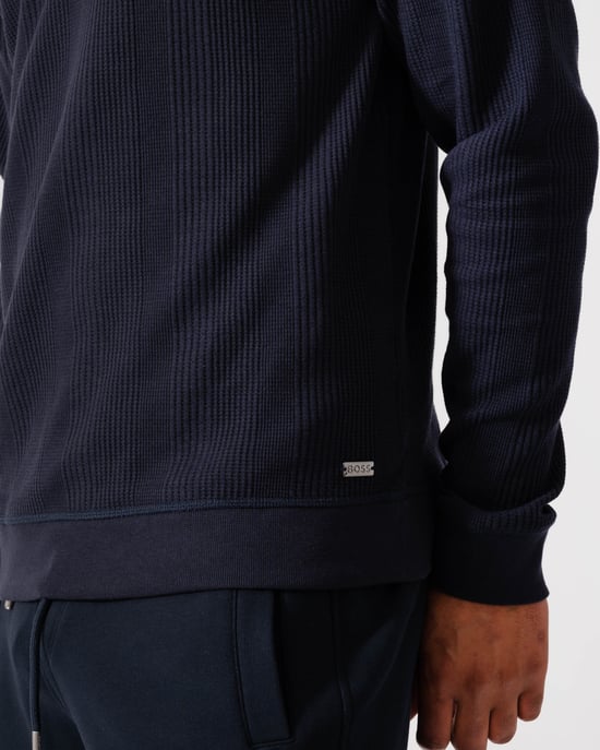 Structure BOSS Orange Structure Mens Loungewear Sweatshirt Sweatshirt in Dark Blue - Image 3