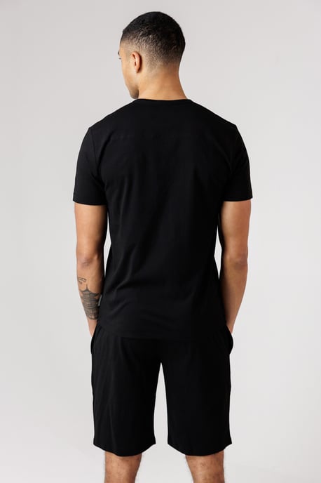 Black Cotton T-Shirt And Shorts Co Ord Set - Image 2
