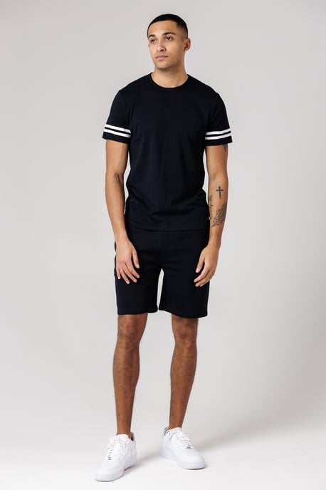 Navy Cotton Stripe T-Shirt And Shorts Co Ord Set - Image 3
