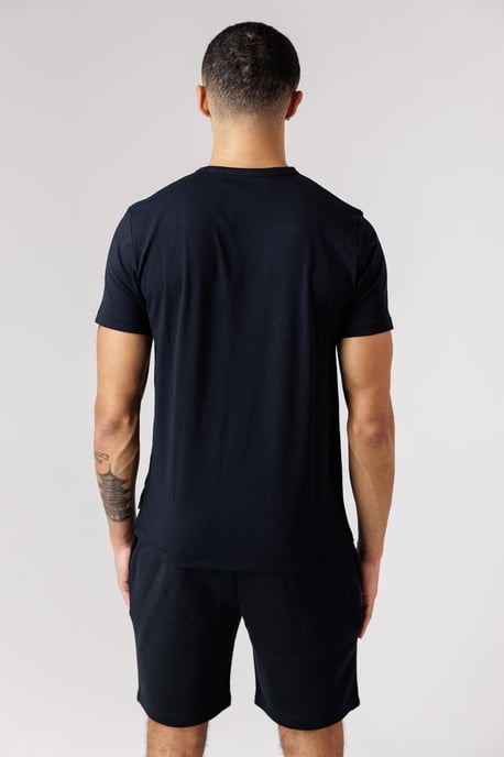 Navy Cotton Chest Patch T-Shirt And Shorts Co Ord Set - Image 2