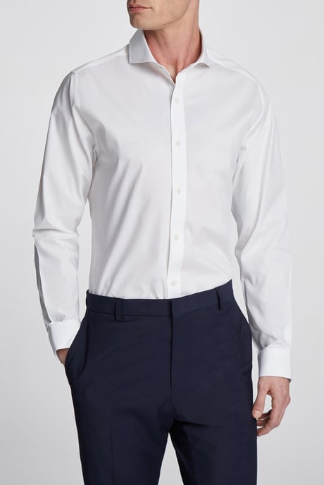 Slim Fit Poplin Single Cuff Extreme Cutaway Collar Shirt - Image 1