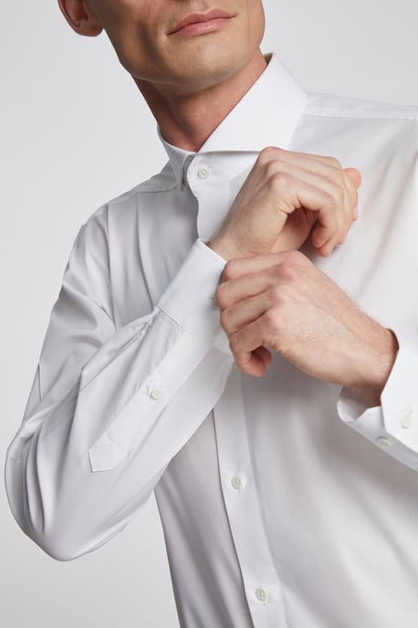 Slim Fit Poplin Single Cuff Extreme Cutaway Collar Shirt - Image 3