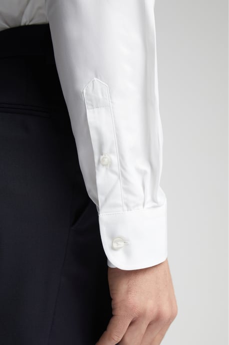 Egyptian Cotton Tailored Fit Poplin Single Cuff Cutaway Collar Shirt - Image 3