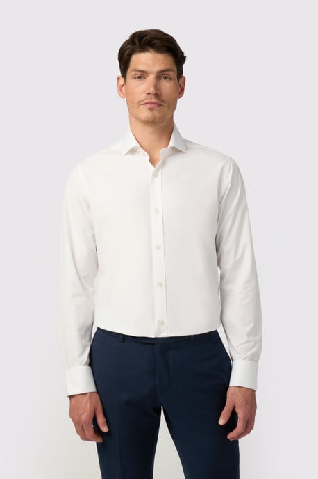 Egyptian Cotton Tailored Fit Poplin Double Cuff Cutaway Collar Shirt - Image 1