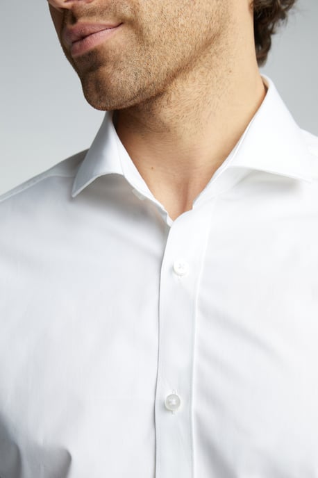 Egyptian Cotton Tailored Fit Poplin Double Cuff Cutaway Collar Shirt - Image 3