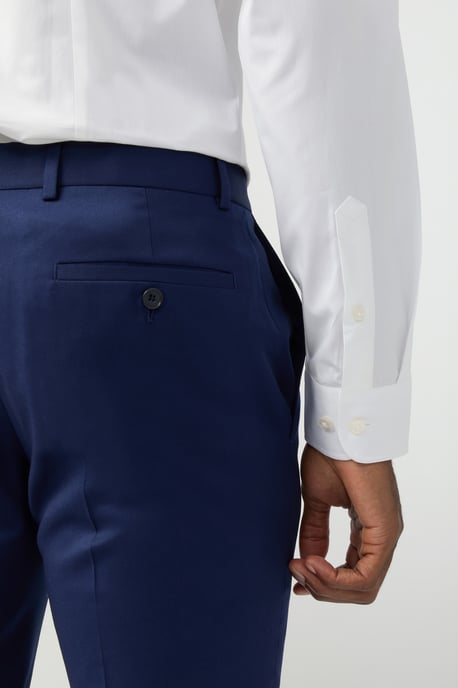 Egyptian Cotton Tailored Fit White Poplin Single Cuff Reg Collar Shirt - Image 3