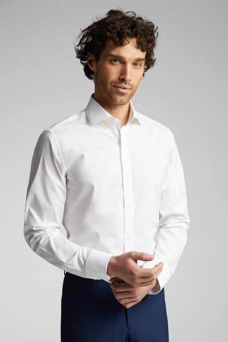 Regular Fit Poplin Single Cuff Extreme Cutaway Collar Shirt - Image 1