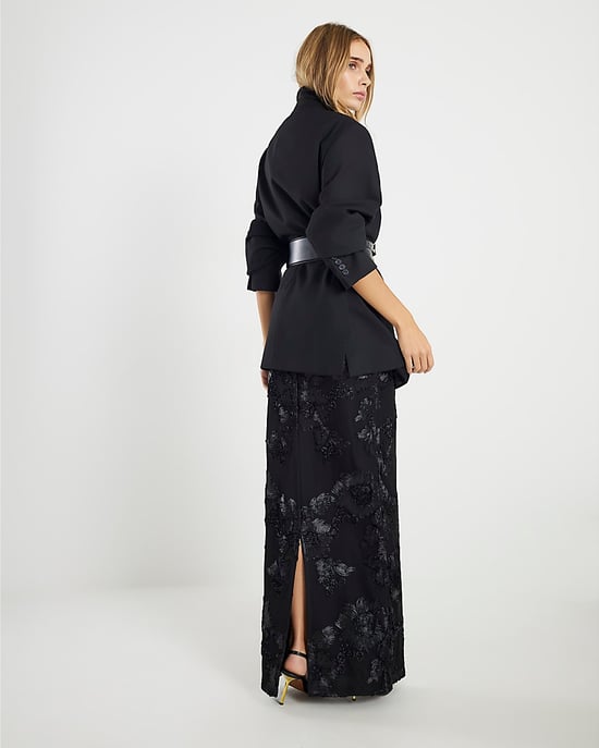 River Island Womens Maxi Skirt Black Cornelli Floral Embroidered - Image 4