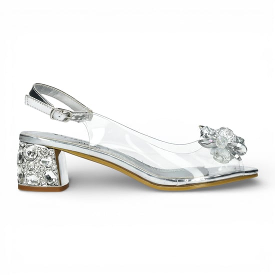 Laura Vita Mily-22 instapsandalen met Cinderella-hak in transparant zilver voor dames - Image 1