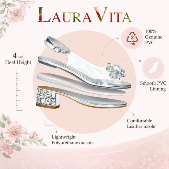 Laura Vita Mily-22 instapsandalen met Cinderella-hak in transparant zilver voor dames - Image 2