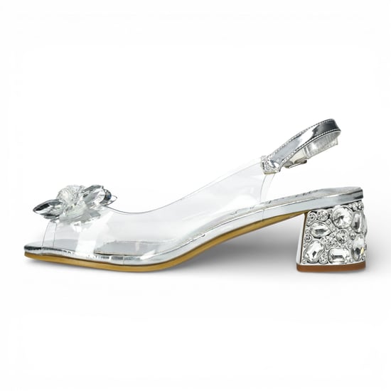 Laura Vita Mily-22 instapsandalen met Cinderella-hak in transparant zilver voor dames - Image 5