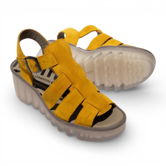Fly London BAIC621FLY gele suède leren sandalen met sleehak voor dames - Image 5