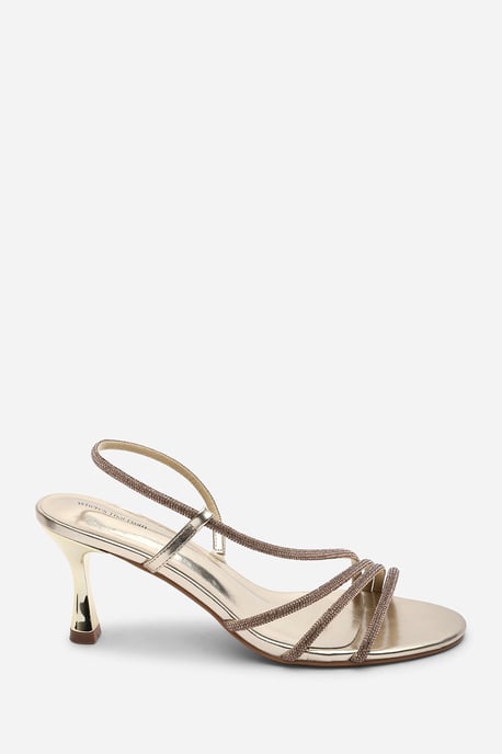 Where's That From Womens Gloria Diamante Strappy Low Heeled Gold Metallic Sandals - Image 2