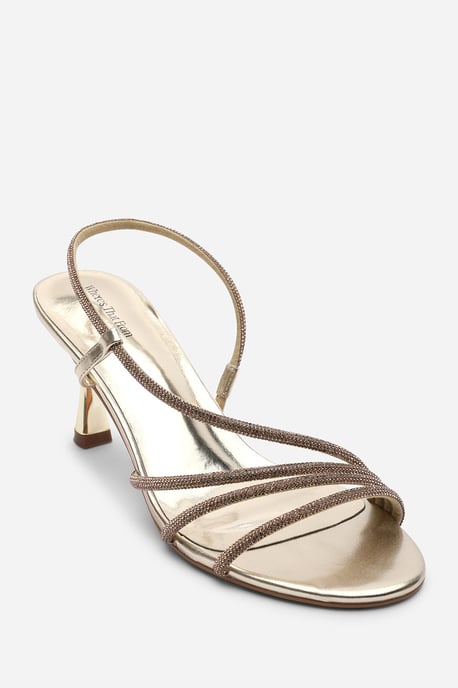 Where's That From Womens Gloria Diamante Strappy Low Heeled Gold Metallic Sandals - Image 3