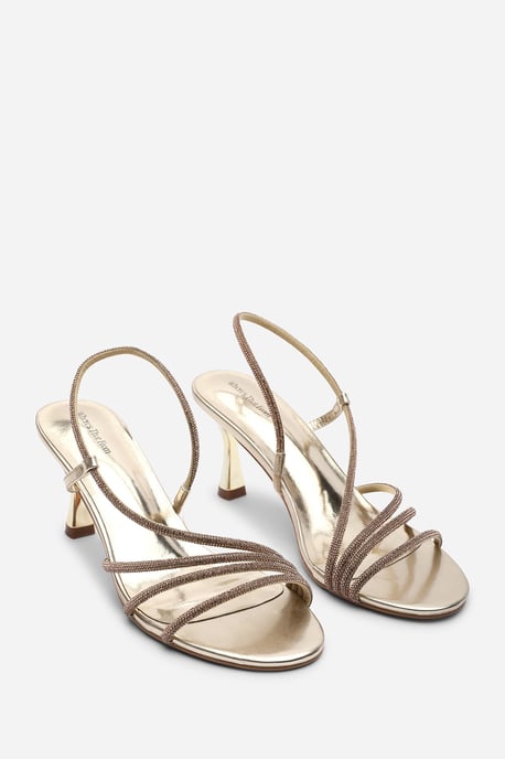 Where's That From Womens Gloria Diamante Strappy Low Heeled Gold Metallic Sandals - Image 4