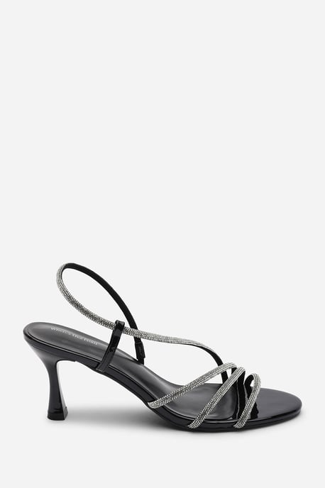 Where's That From Womens Gloria Diamante Strappy Low Heeled Black Patent Sandals - Image 2