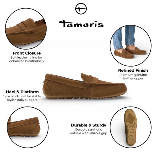 Tamaris Heren Bruine Suède Mocassin Loafers Casual Schoenen - Image 2