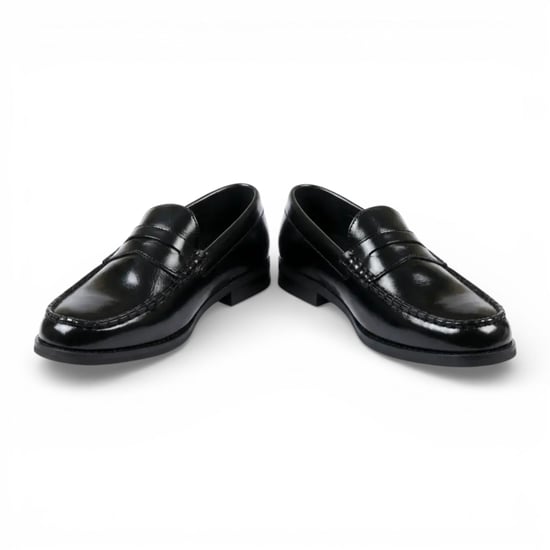 Mens Black PU Leather Formal Dress Penny Loafers Casual Shoes - Image 4