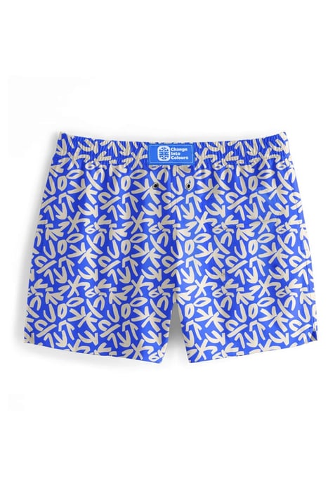 "Blue Geometric" Swim Shorts - Image 3