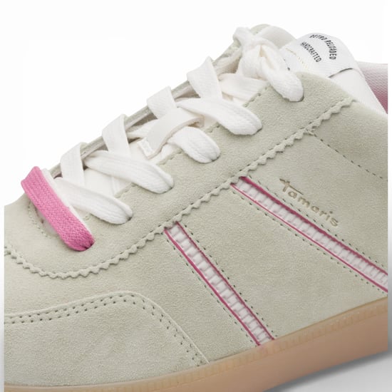 Tamaris dames sneakers van groen en roze leer - Image 5