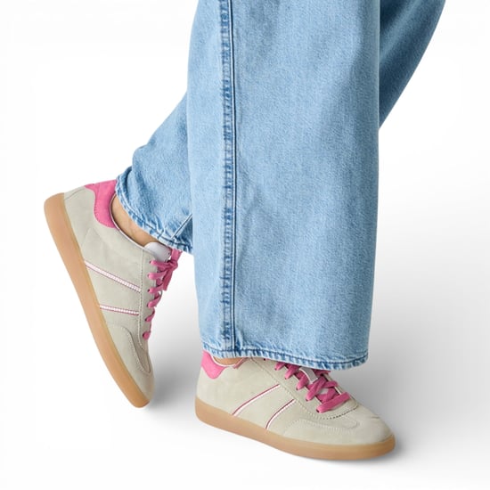 Tamaris dames sneakers van groen en roze leer - Image 6