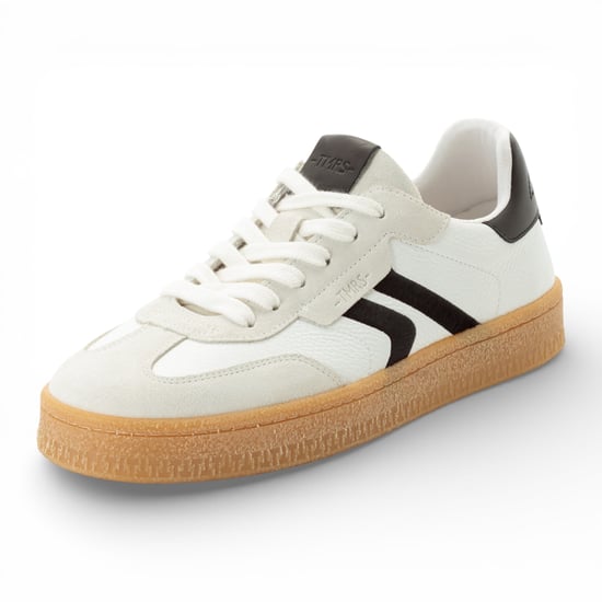 Tamaris herensneakers van wit leer met zwarte strepen - Image 4