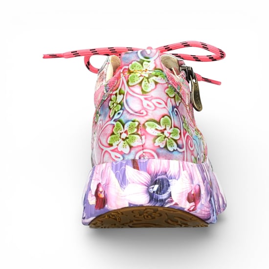 Laura Vita Nikito 62 dames sneakers met roze bloemenprint en platformzool, gemaakt van leer. - Image 6