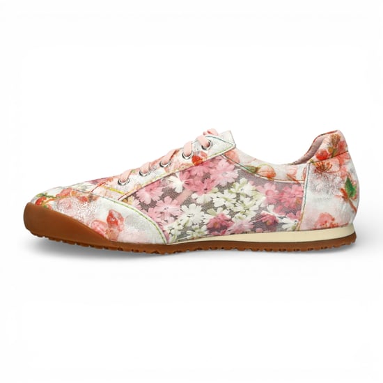 Laura Vita Tivanao-05 dames sneakers met roze bloemenprint en ritssluiting, gemaakt van leer. - Image 5