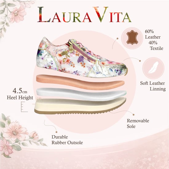 Laura Vita Gycmo 58 dames sneakers met roze bloemenprint van leer - Image 2