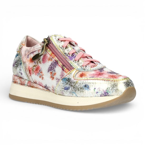 Laura Vita Gycmo 58 dames sneakers met roze bloemenprint van leer - Image 3