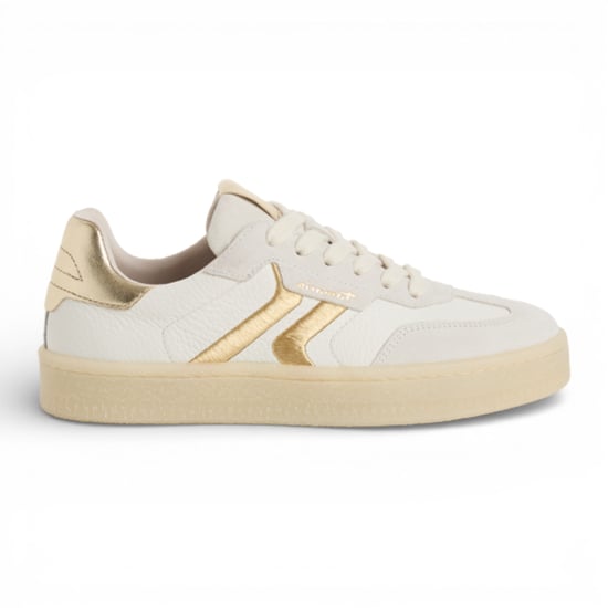 Tamaris Women's White Leather Golden Stripes Trainers Sneaker Shoes - Image 1