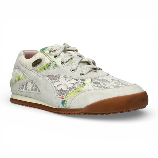 Laura Vita Tivanao-05 dames sneakers van beige leer met bloemenprint - Image 3