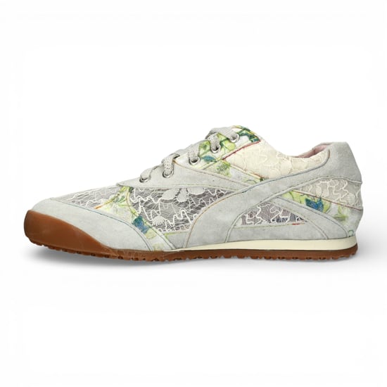 Laura Vita Tivanao-05 dames sneakers van beige leer met bloemenprint - Image 5