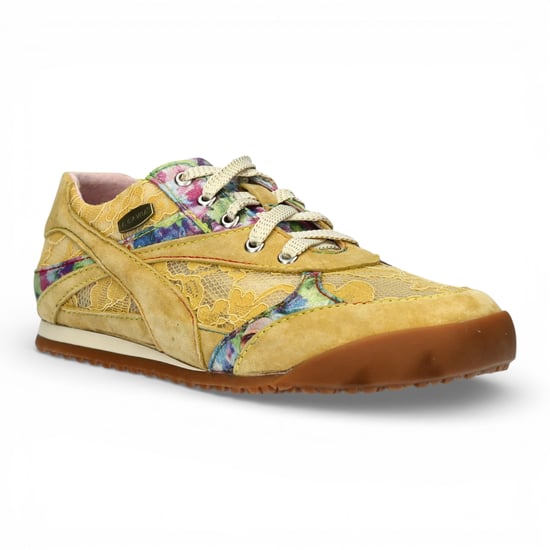 Laura Vita Tivanao-05 dames sneakers van geel leer met bloemenprint - Image 3