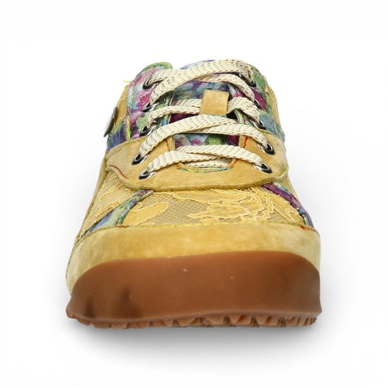 Laura Vita Tivanao-05 dames sneakers van geel leer met bloemenprint - Image 4