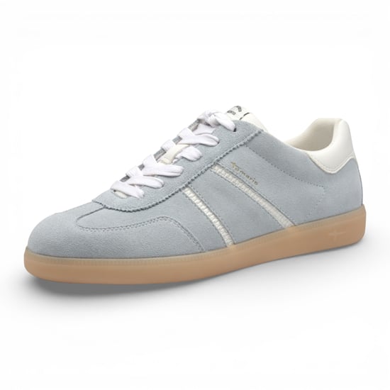 Tamaris dames sneakers van blauw-wit leer - Image 3
