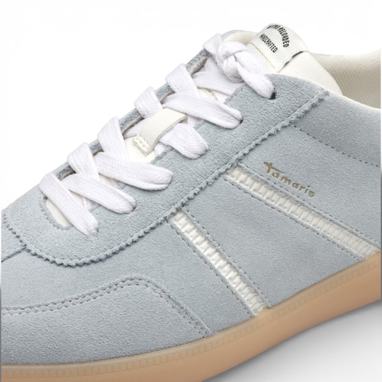 Tamaris dames sneakers van blauw-wit leer - Image 5