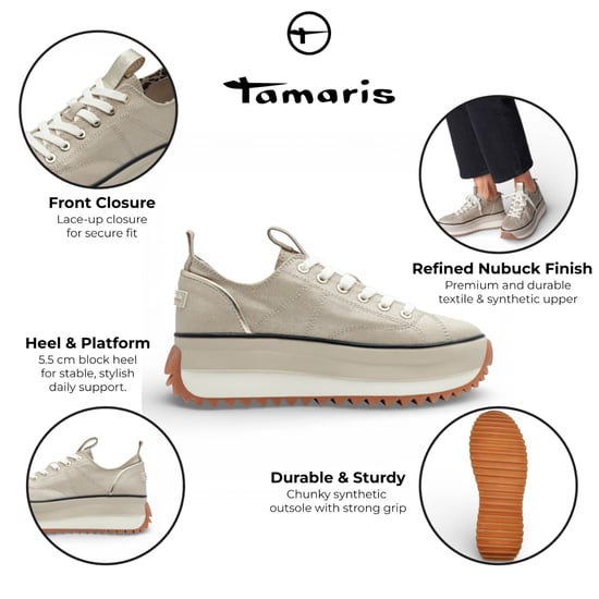 Tamaris dames platform sneakers beige veterschoenen - Image 2