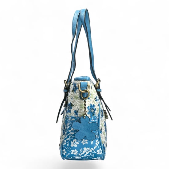 Laura Vita Aloe-02 Dames Schoudertas met Blauwe Bloemenprint en Verstelbare Bandjes - Image 3