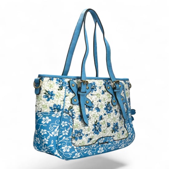 Laura Vita Aloe-02 Dames Schoudertas met Blauwe Bloemenprint en Verstelbare Bandjes - Image 5