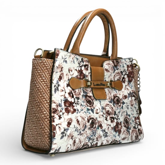 Laura Vita Aramis-08 Dames Schoudertas met bloemenprint en verstelbare bandjes, beige - Image 5