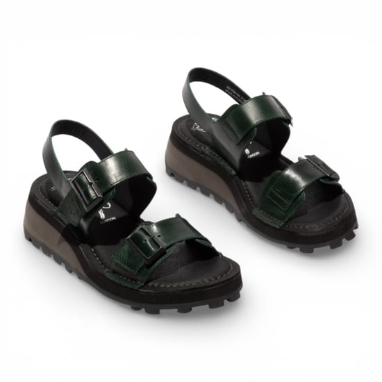 Fly London HEIF558FLY dames sandalen met sleehak en gesp, petrolgroen leer - Image 3