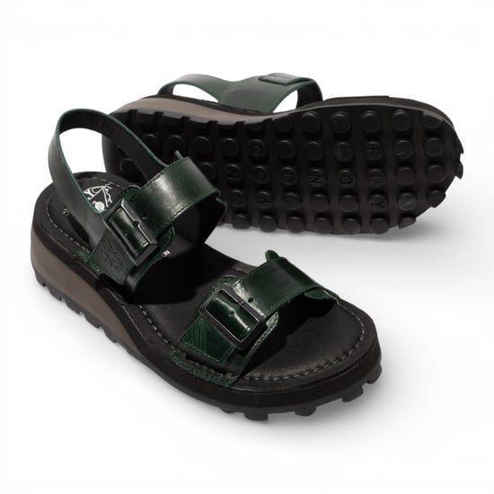 Fly London HEIF558FLY dames sandalen met sleehak en gesp, petrolgroen leer - Image 5